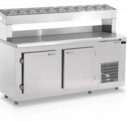 Balcão de Serviço Refrigerado Codimentador Inox - 1,90m Ref. GBPZ 190