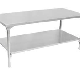 Mesa c/ Prateleira Inferior Lisa - 1,90X70 - Aço Inox 430 Ref.M190